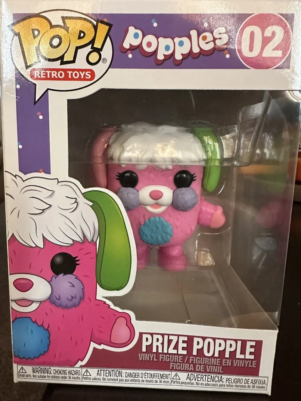 pop Prize Popple Vinyl Figure - Pink with White Hair & Green Ears